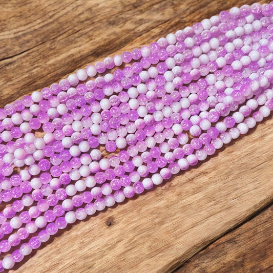 Milky Crackle Beads 8mm - Purple