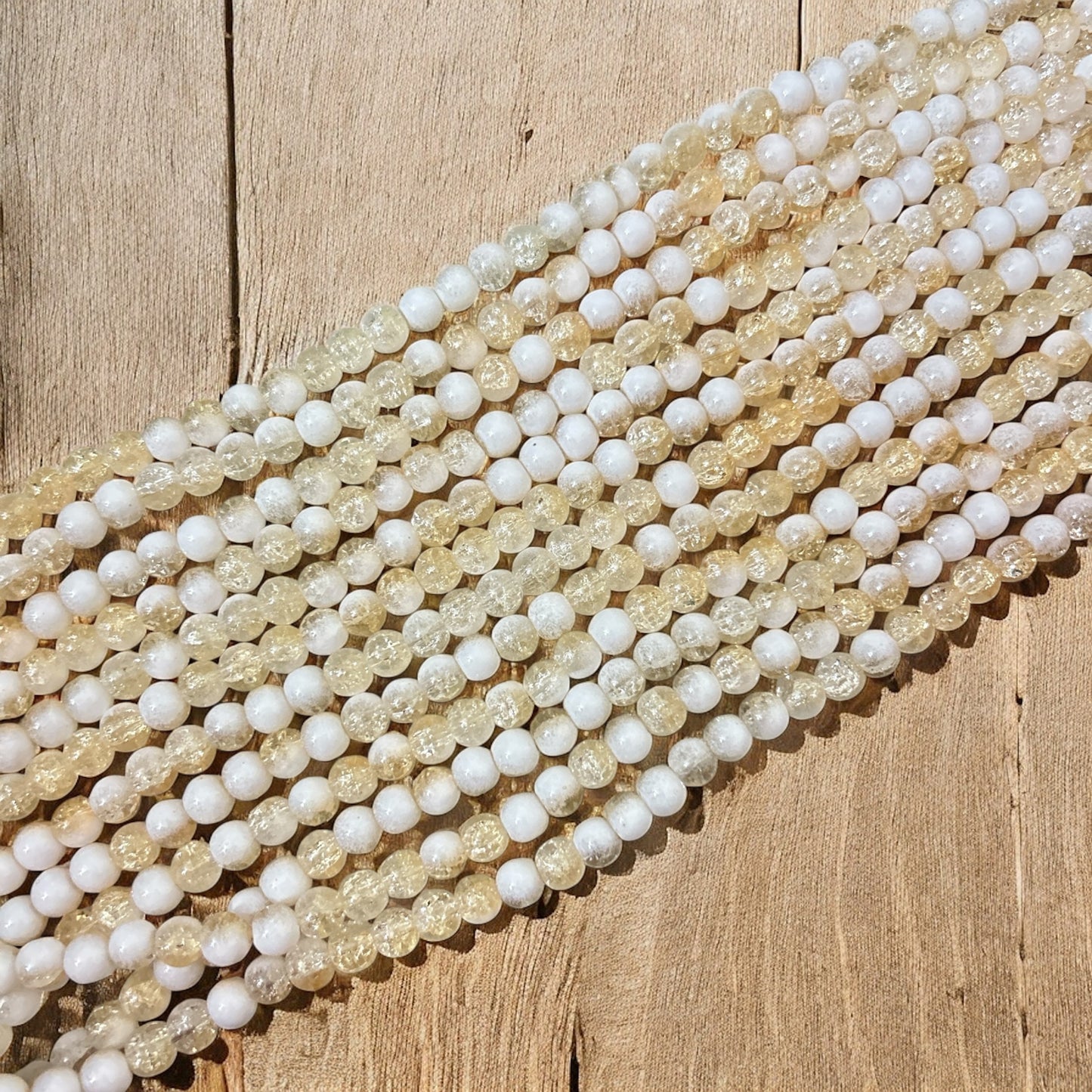 Milky Crackle Beads 8mm - Yellow & White