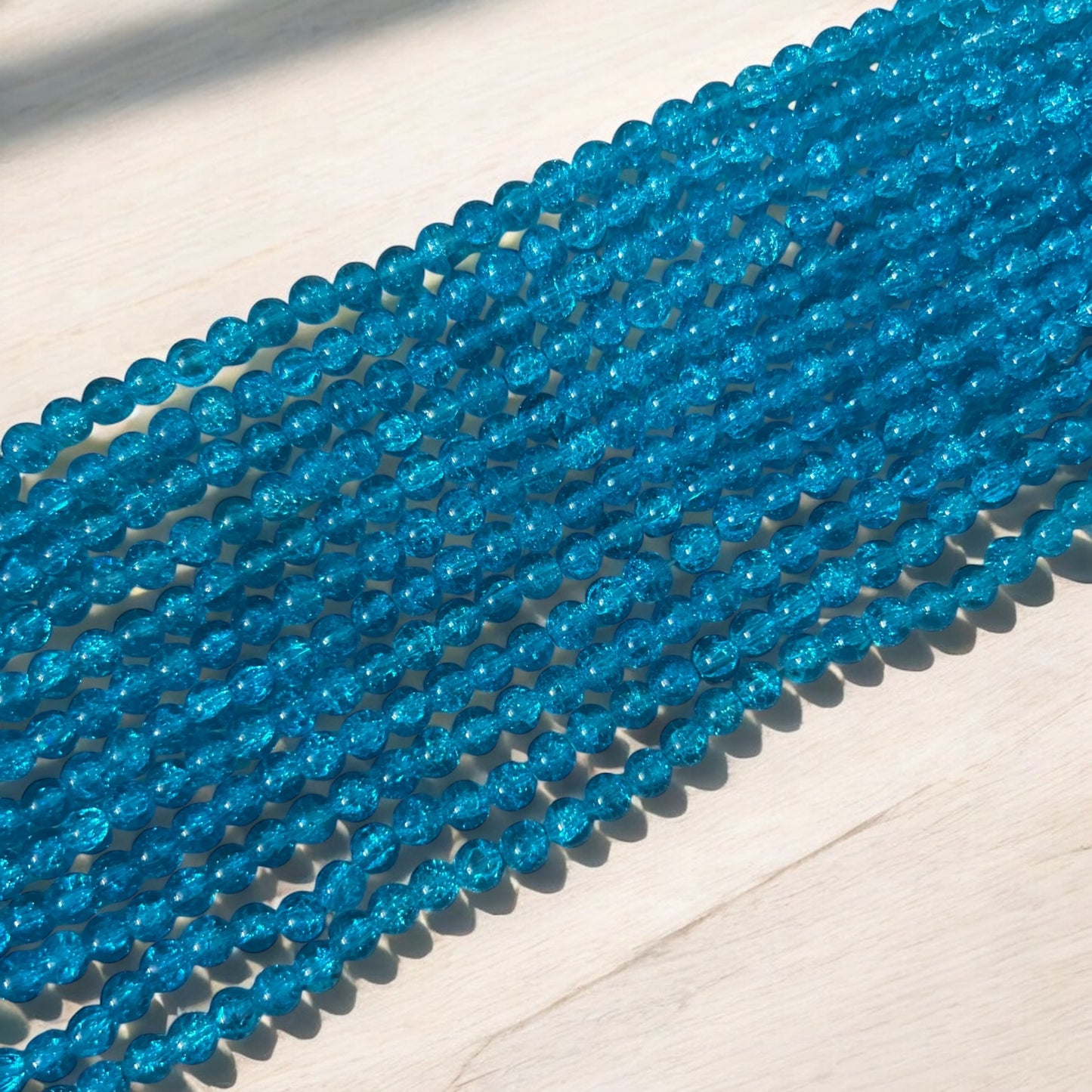 Crackle Beads 8mm - Teal Blue