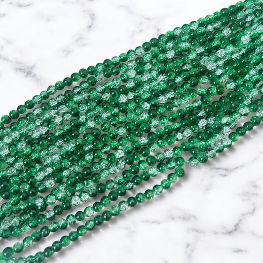 Crackle Beads 8mm - Green & White