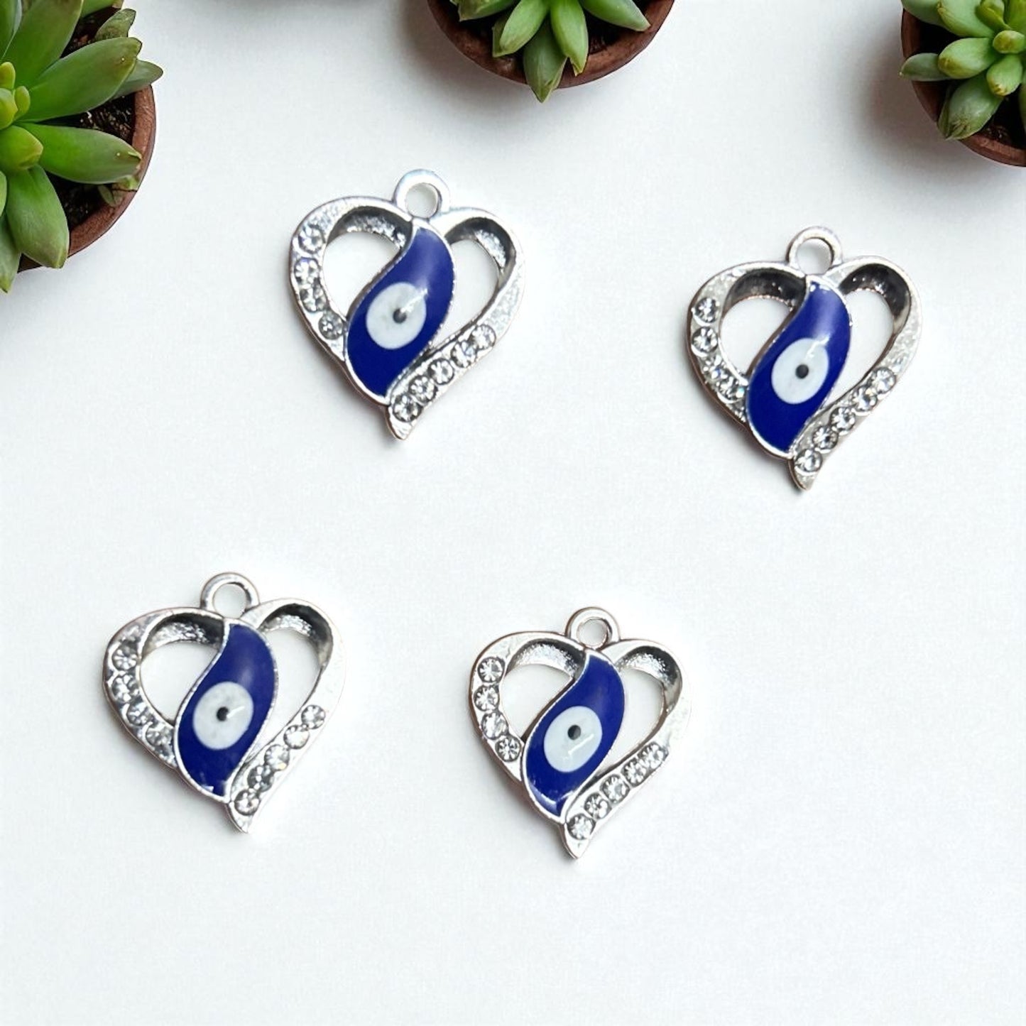 Luxury Heart Stone Evil Eye Charm