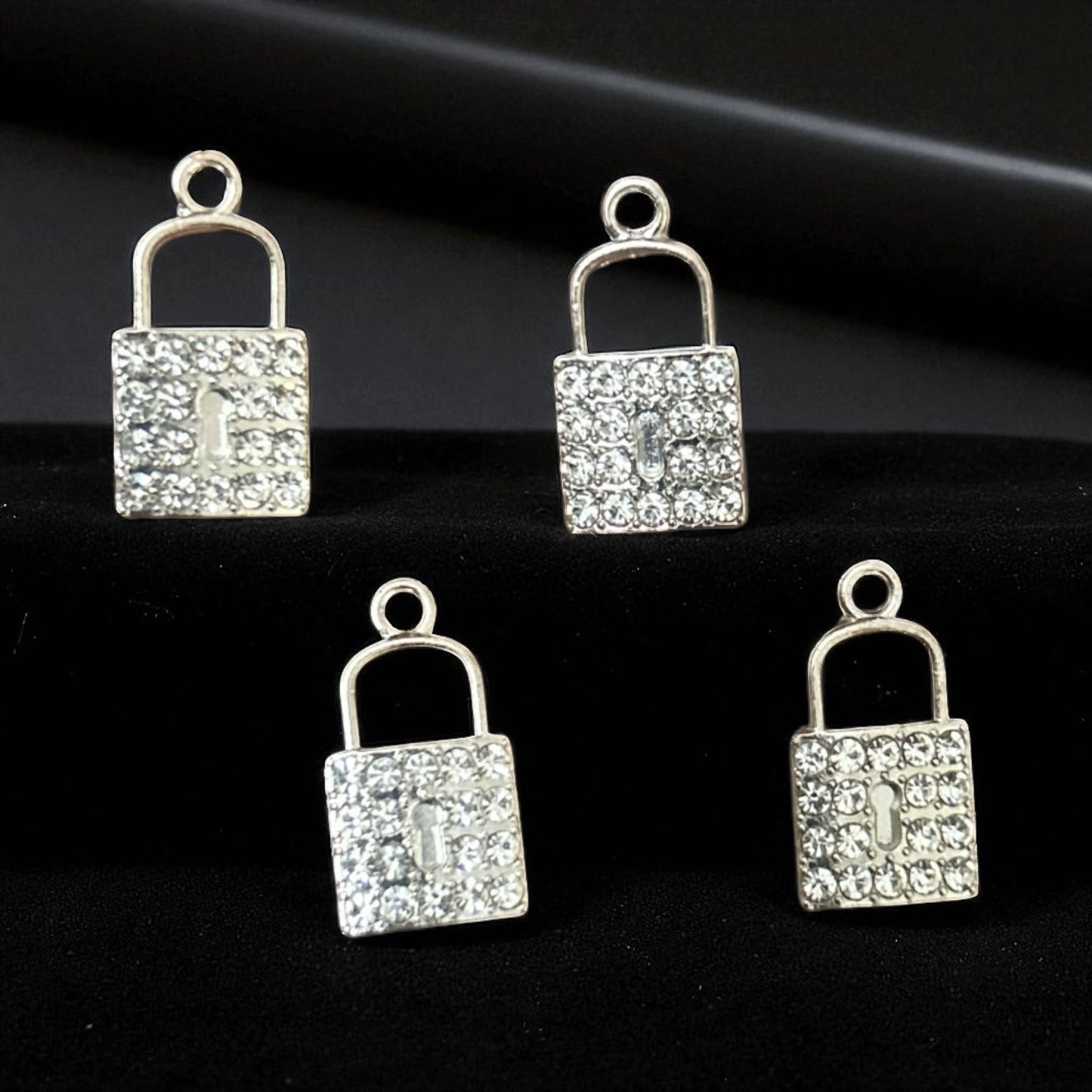 Luxury Lock Stone Charm - Silver 1PC