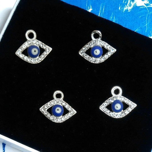 Silver Stone Evil Eye Charm