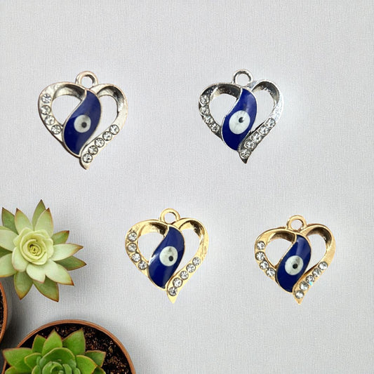 Luxury Heart Stone Evil Eye Charm