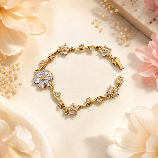 Luxury Anti-Tarnish Flower Bracelet (White) - ATB24
