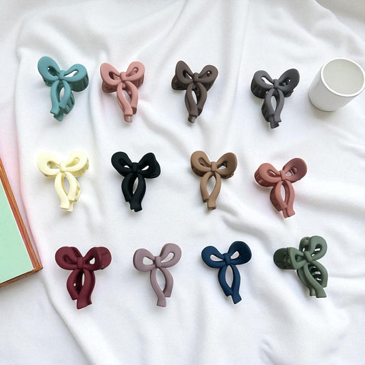 Matte Finish Korean Bow Claw Clips for Women (1 Pc)