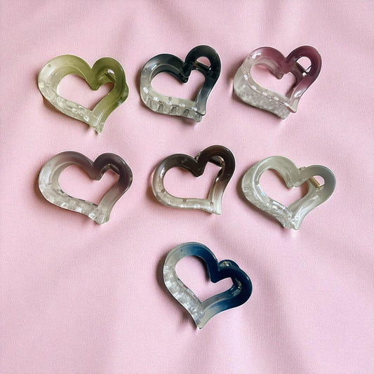 Transparent Korean Heart Claw Clips for Women (1 Pc) - Large