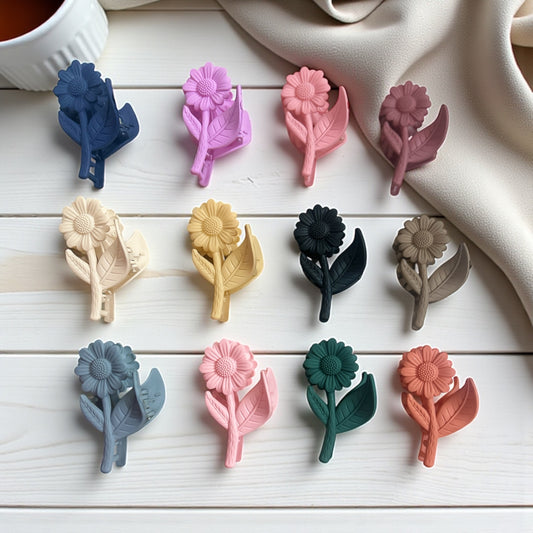 Matte Finish Sun Flower Hair Claw Clips for Women (1 Pc)