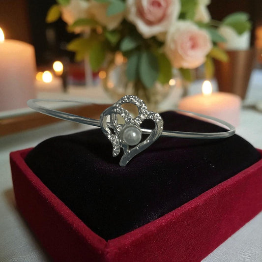 Silver Finish American Diamond Stone Free Size Bracelet - Type #6