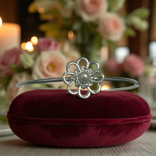 Silver Finish American Diamond Stone Free Size Bracelet - Type #5