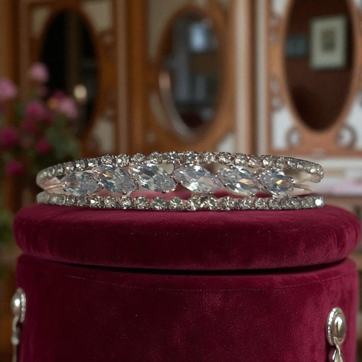 Luxury Rose Gold Finish AD Stone Free Size Bracelet