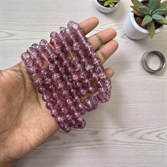 Crackle Beads 8mm - Dark Onion Pink