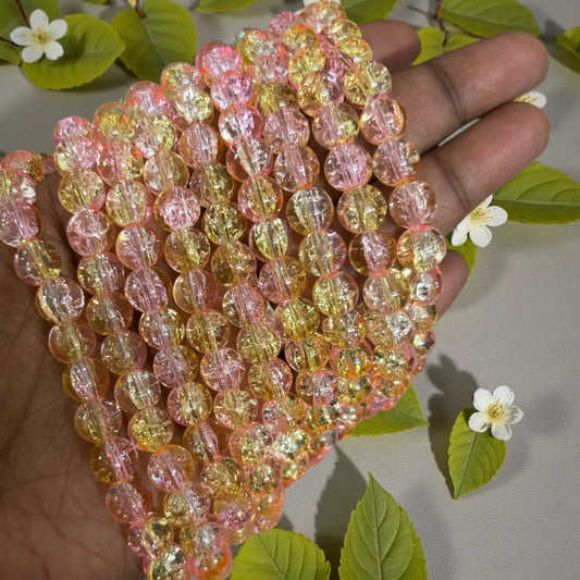 Crackle Beads 8mm - Light Yellow & Light Pink