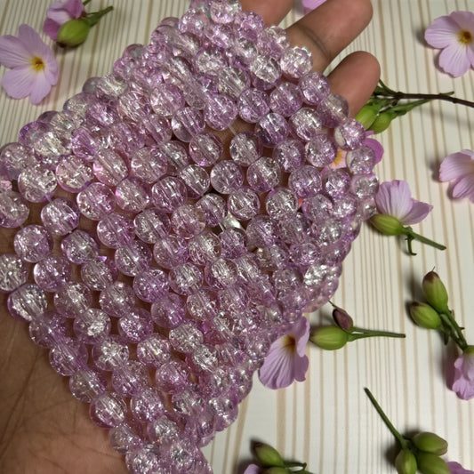 Crackle Beads 8mm - Light Purple & White