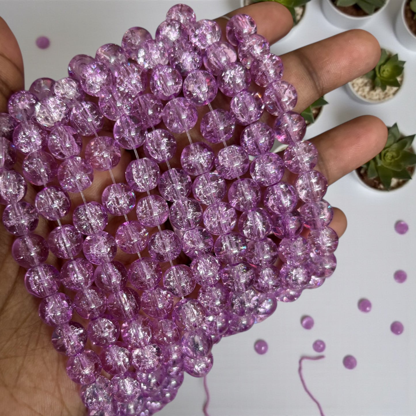 Crackle Beads 8mm - Dark Purple