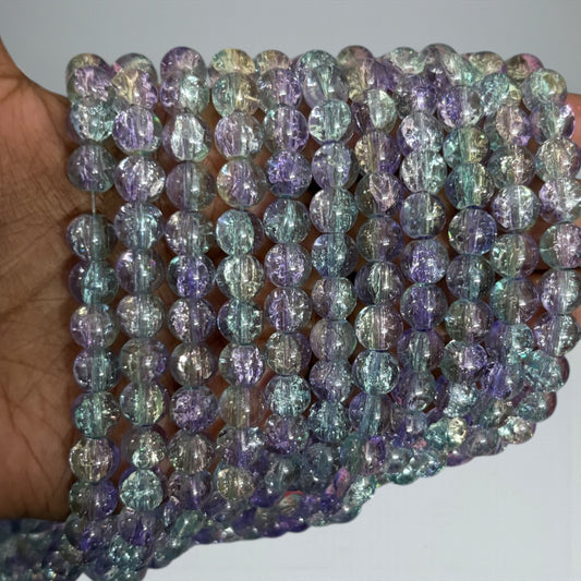 Crackle Beads 8mm - Light Purple and Blue
