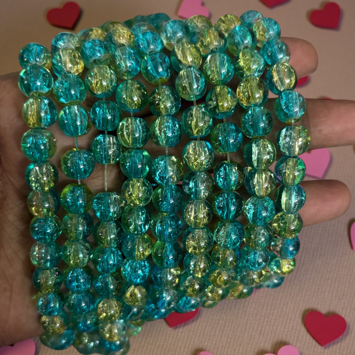 Crackle Beads 8mm - Sky Blue & Yellow