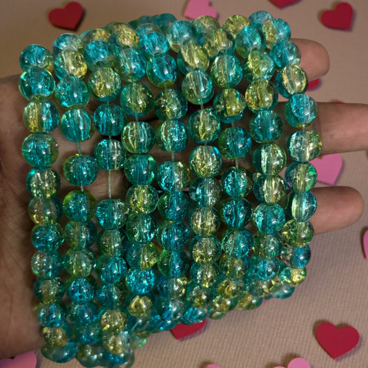 Crackle Beads 8mm - Sky Blue & Yellow