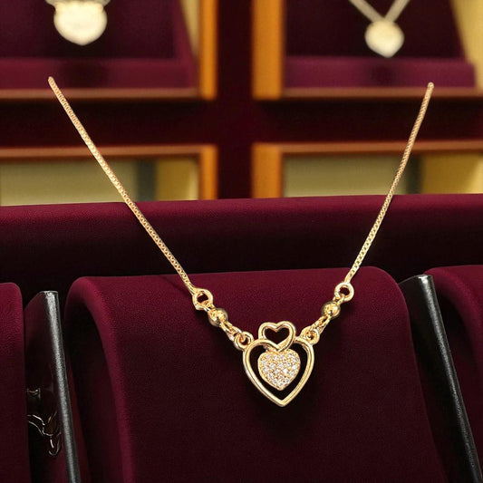 Luxury Gold Plated Couple Heart Stone Necklace