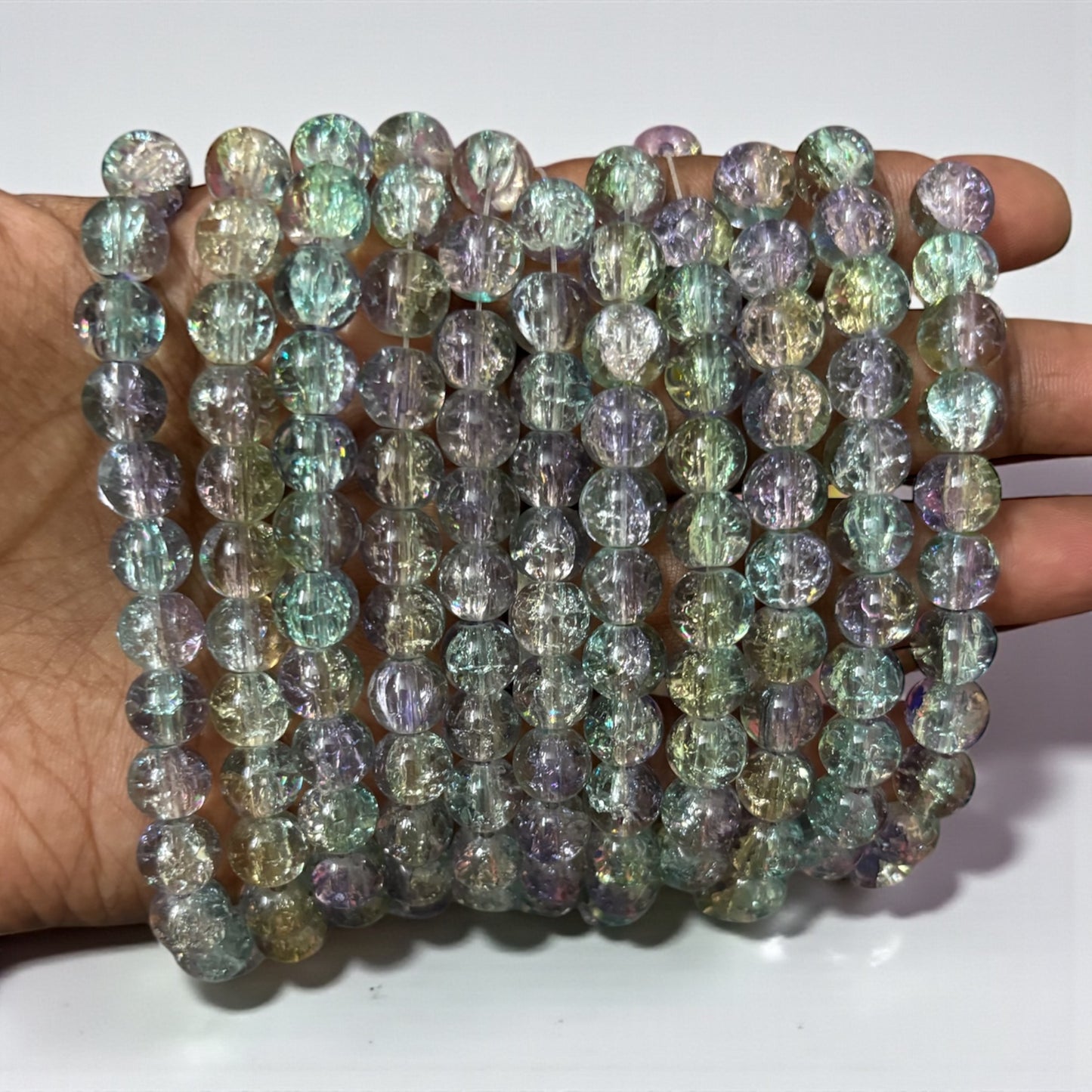 Crackle Beads 8mm - Light Purple and Light Yellow