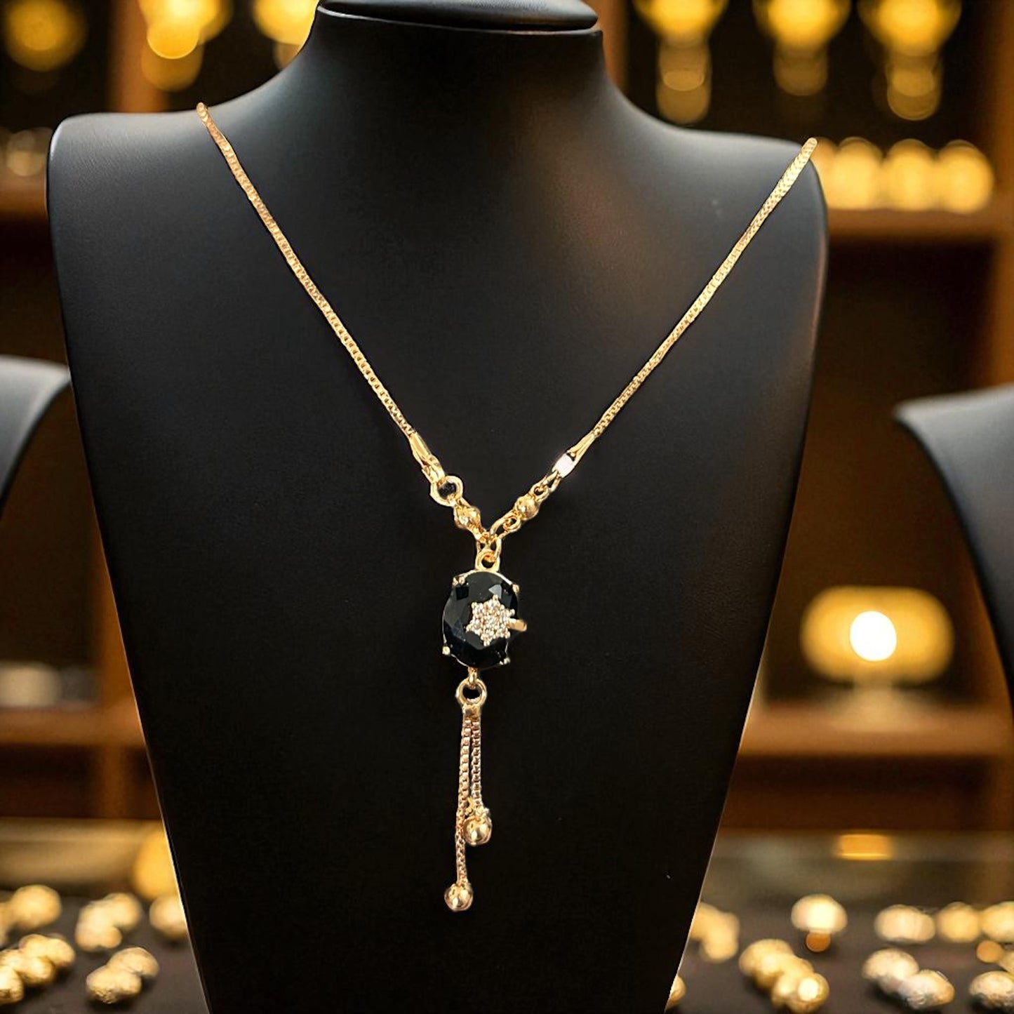 Luxury Gold Plated Oval Stone Necklace