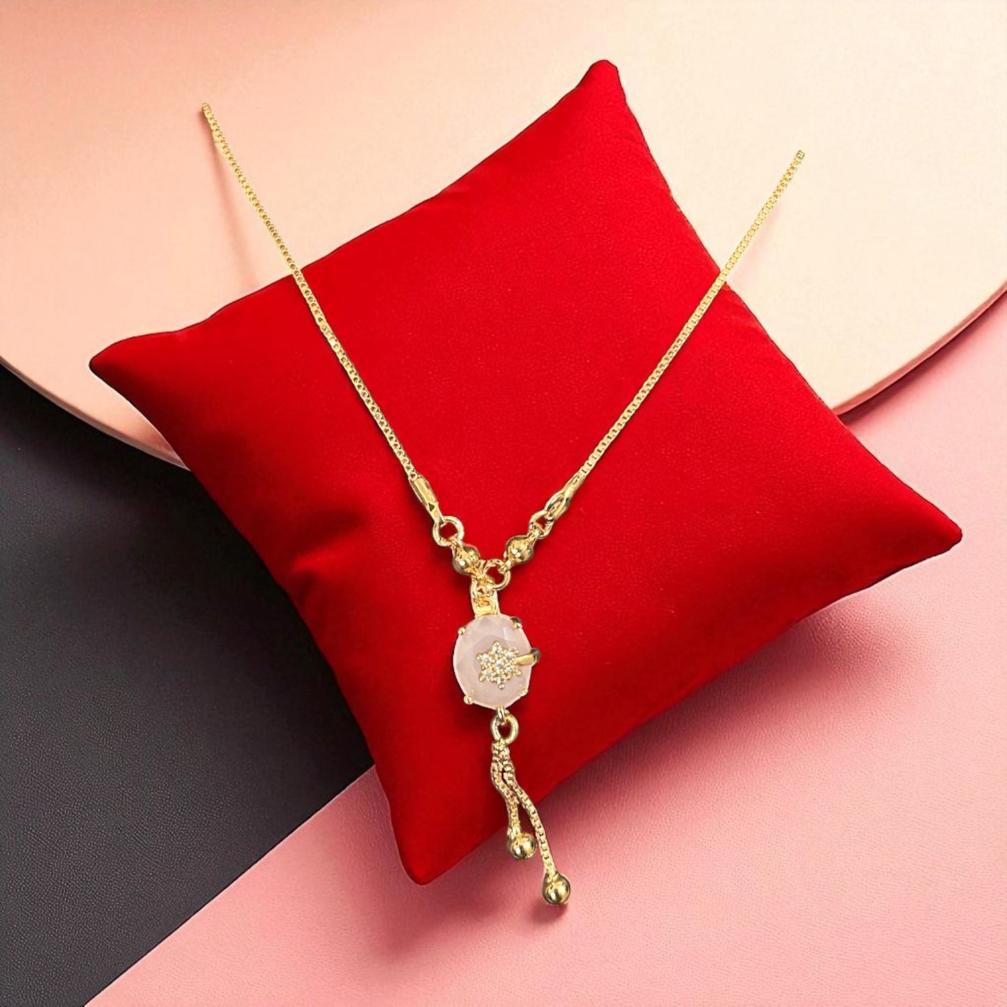Luxury Gold Plated Oval Stone Necklace