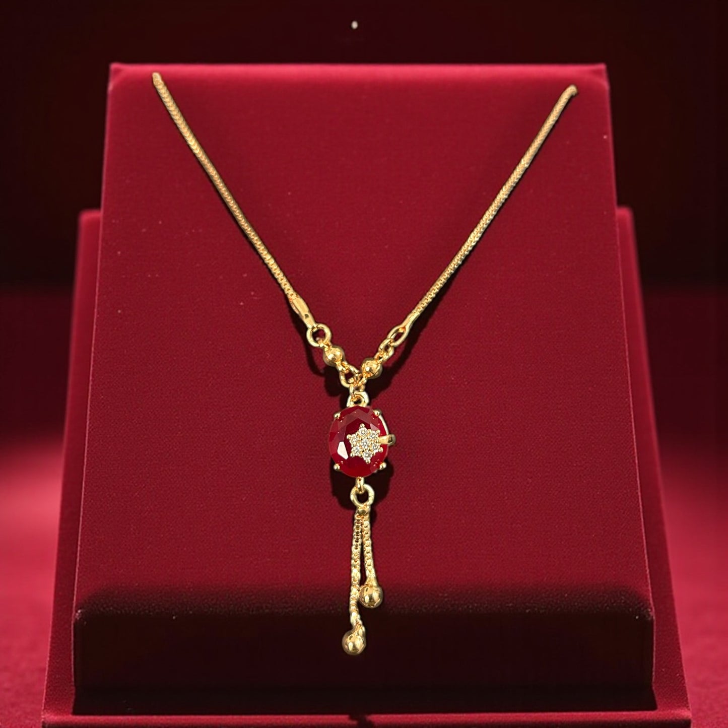 Luxury Gold Plated Oval Stone Necklace