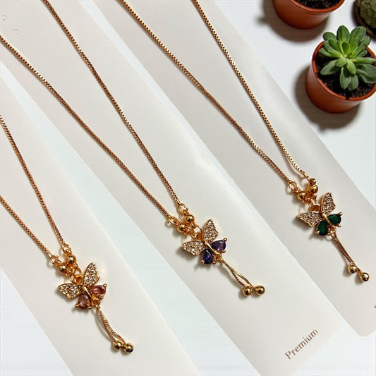 Luxury Gold Plated Butterfly Stone Necklace