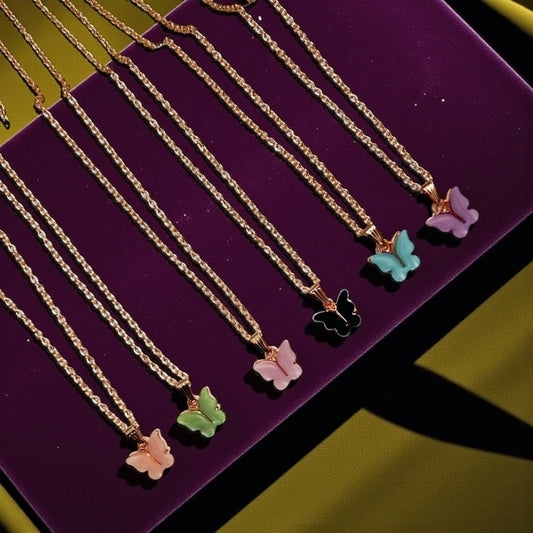 Luxury Gold Plated Jelly Butterfly Necklace