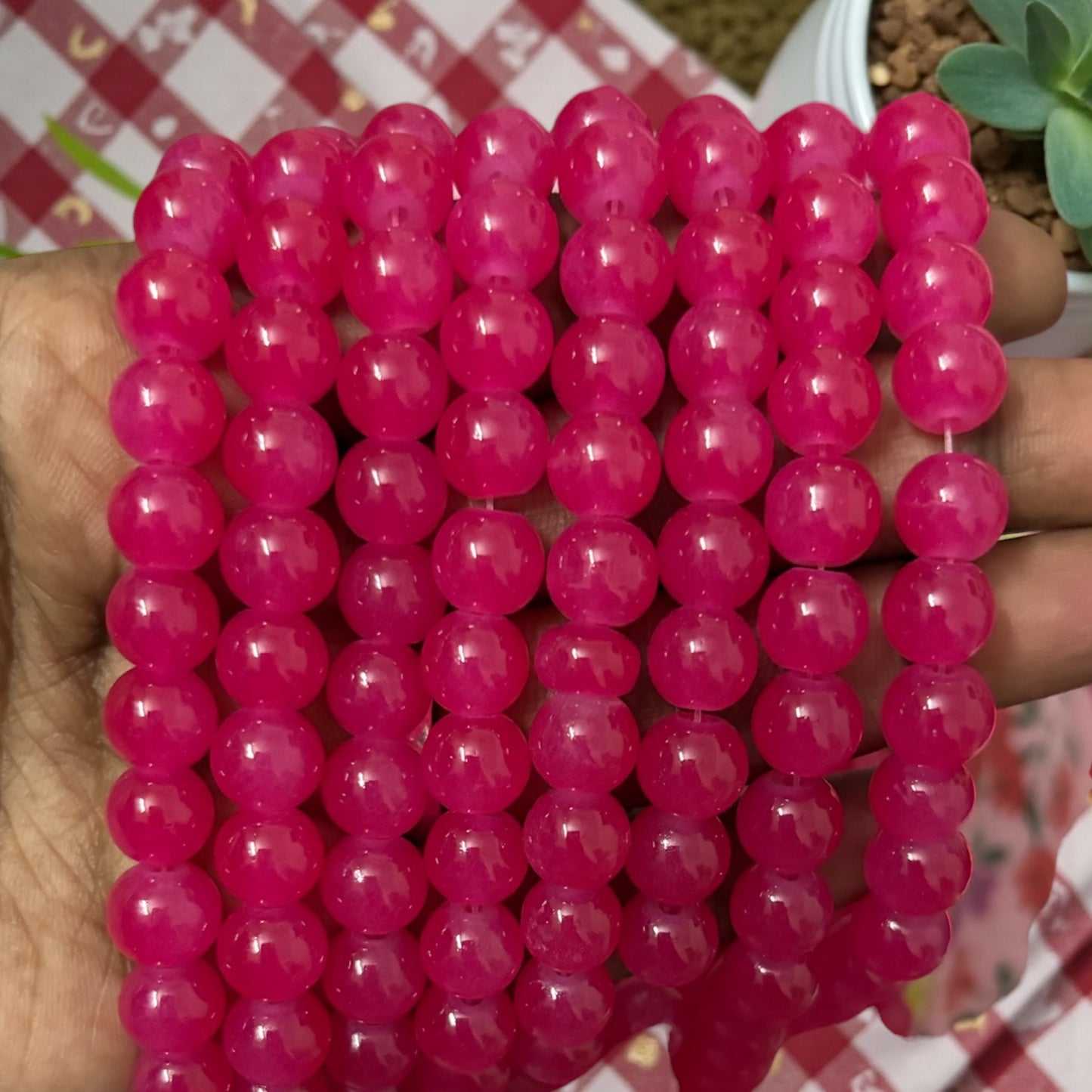 Jelly Beads 8mm - Magenta Pink