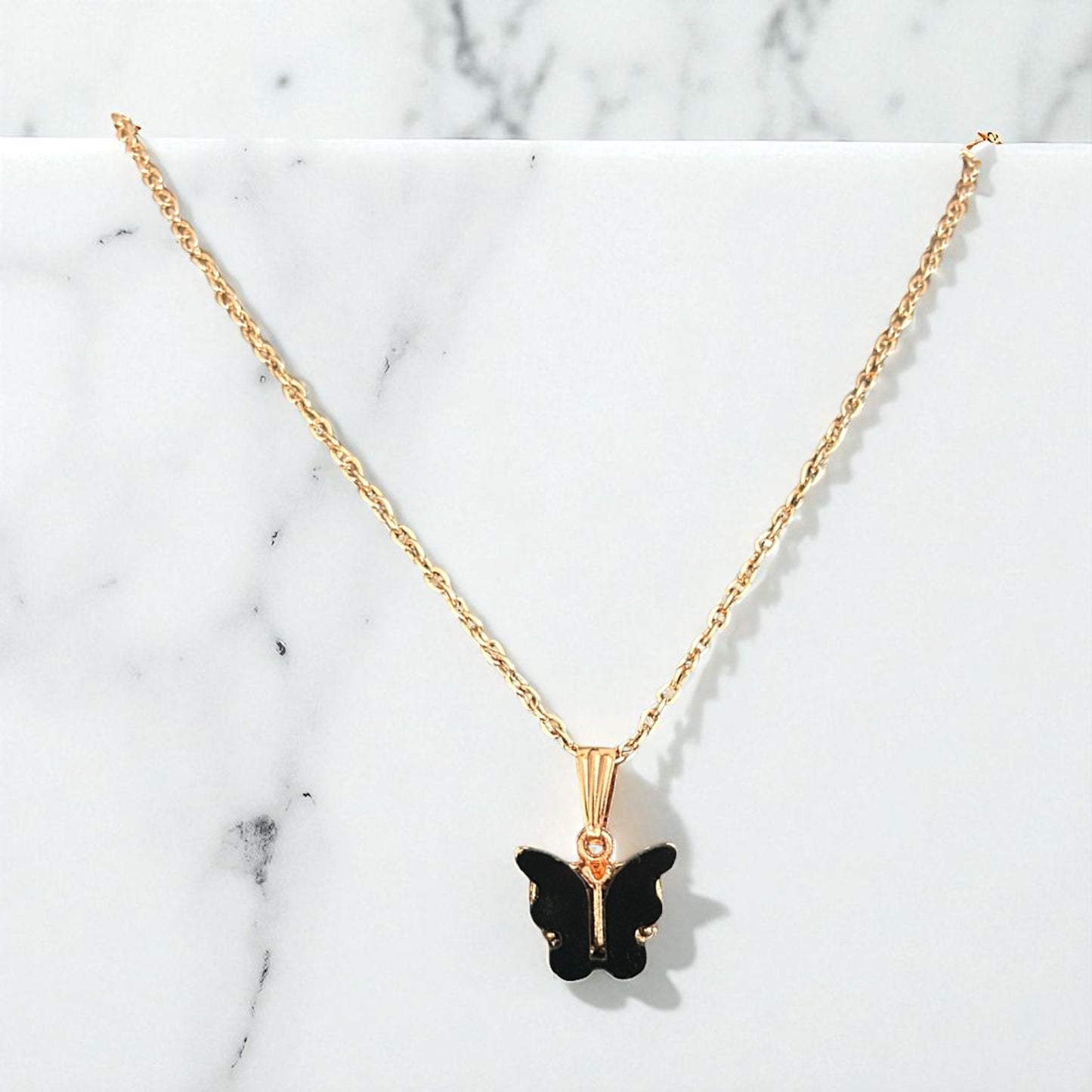 Luxury Gold Plated Jelly Butterfly Necklace