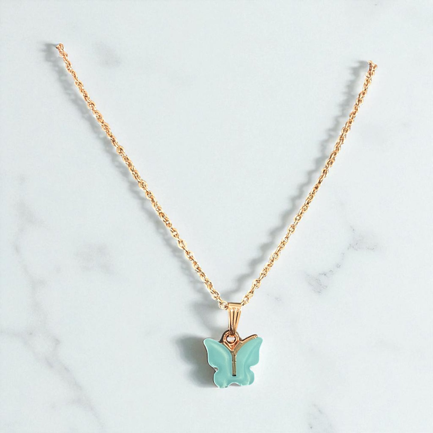 Luxury Gold Plated Jelly Butterfly Necklace