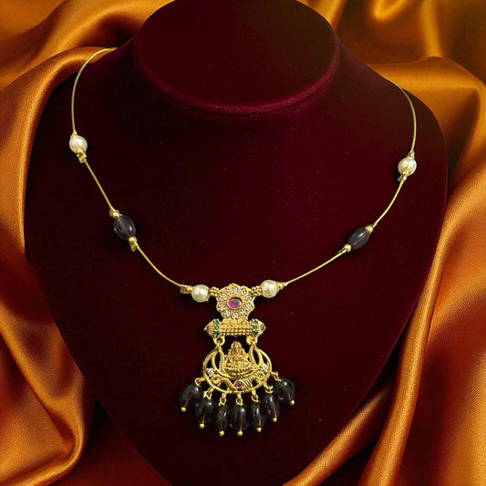 Invisible Chain Lakshmi Pendant Necklace – AD Stone Jewelry (Type 1)