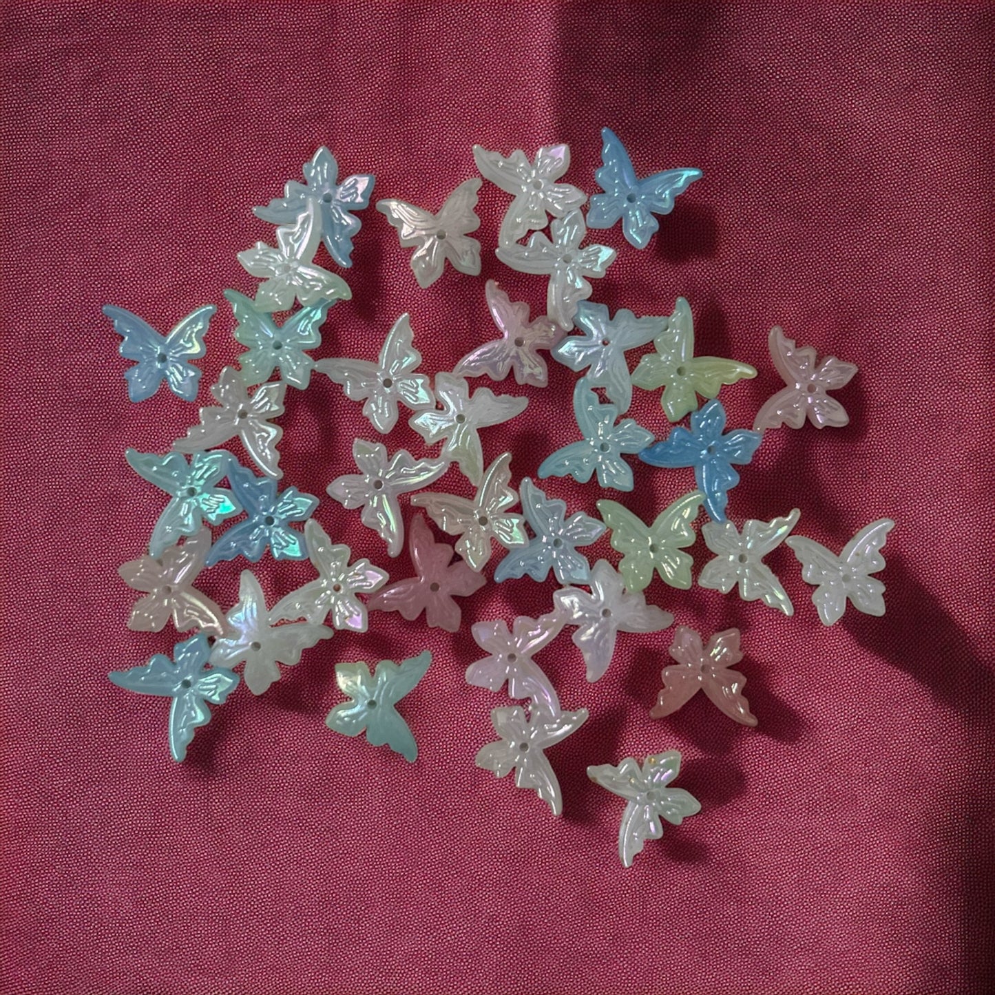 Acrylic Pastel Theme Flying Butterfly Beads with Centre Hole (10gms)