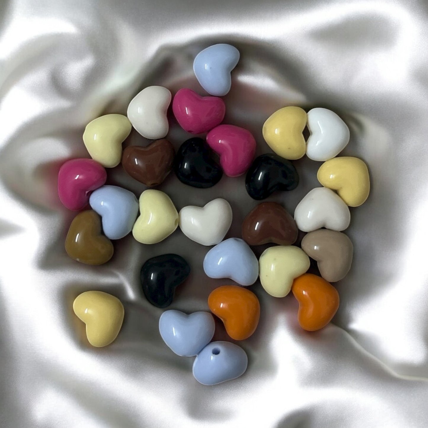 Multicolor Acrylic Shiny Heart Beads 10gms- Type 2