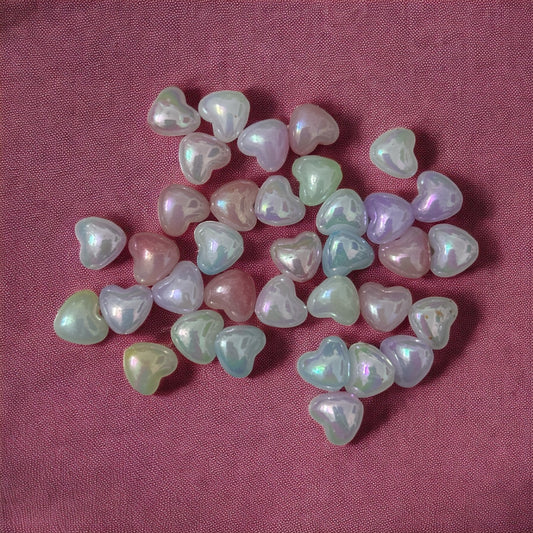 Acrylic Rainbow Shade Heart Beads (10gms)