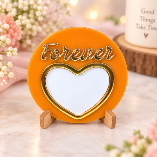 Orange Customized Thumbprint Heart with Stand – Forever ❤️