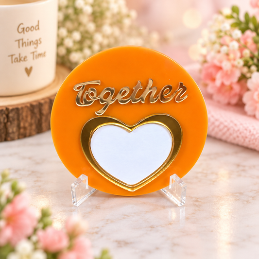 Orange Customized Thumbprint Heart with Stand – Together ❤️