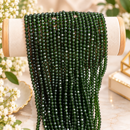 Crystal Beads 4mm - Bottle Green