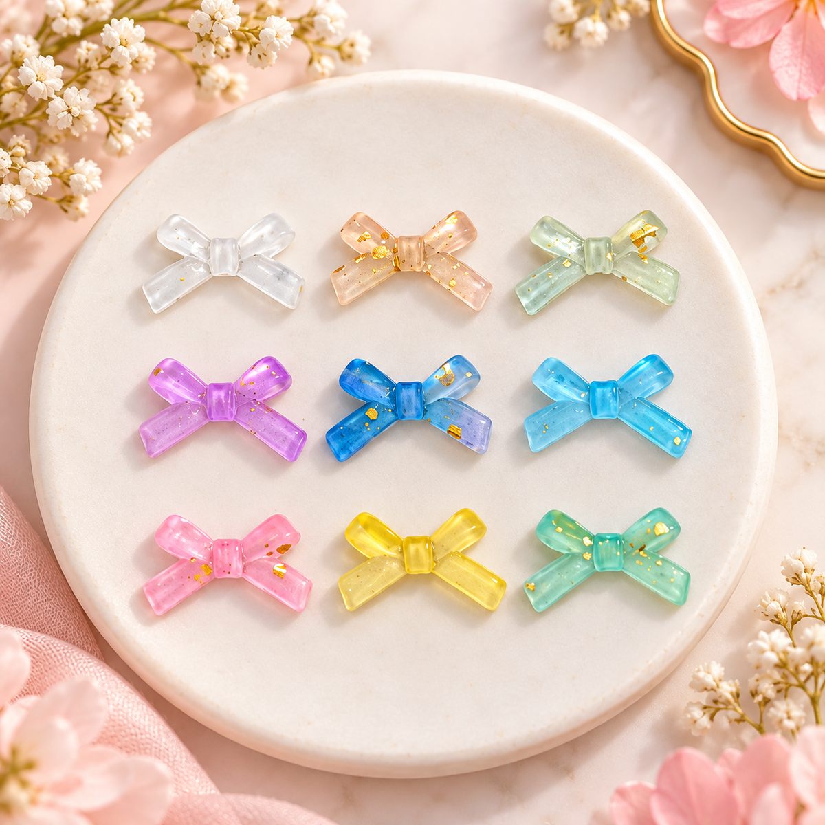 Multicolor Acrylic Matte Finish Bow (Pack of 10gms)