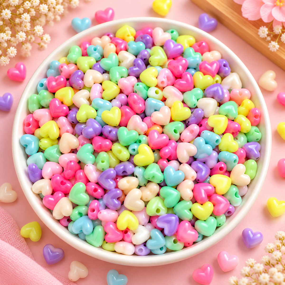 Multicolor Acrylic Little Hearts (Pack of 10gms)