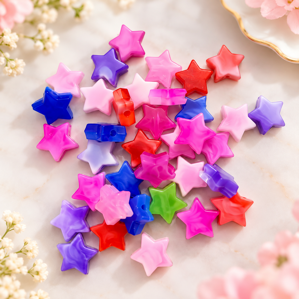 Multicolor Acrylic Star Beads (Pack of 10gms)