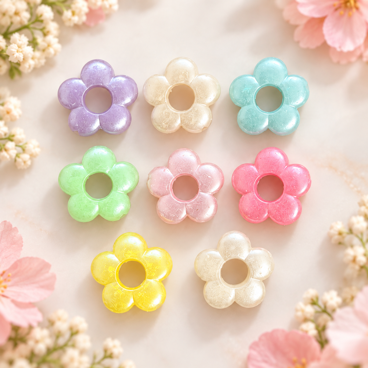 Multicolor Acrylic Sunflower Beads (Pack of 10gms)