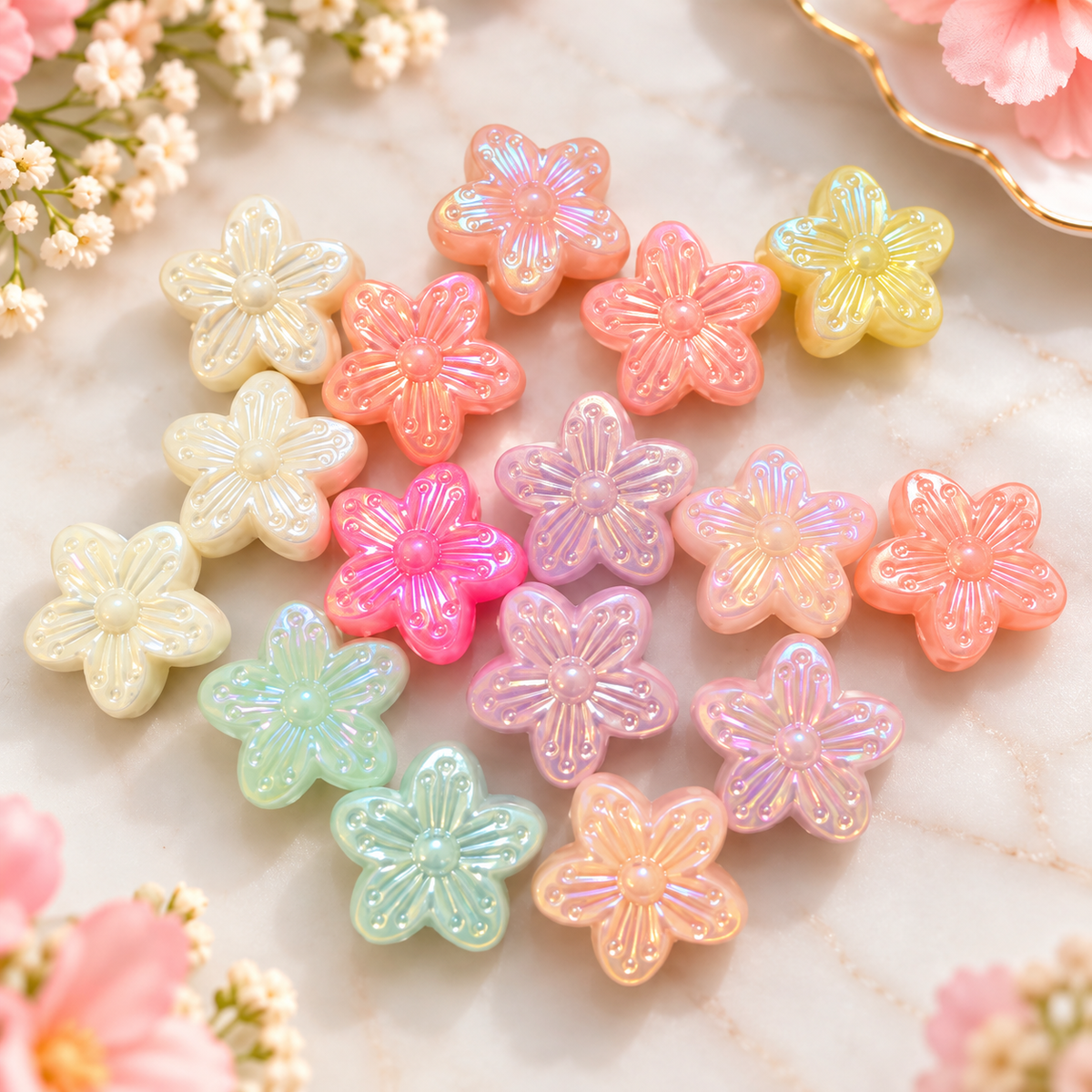 Multicolor Acrylic Daisy Flower (Pack of 10gms)