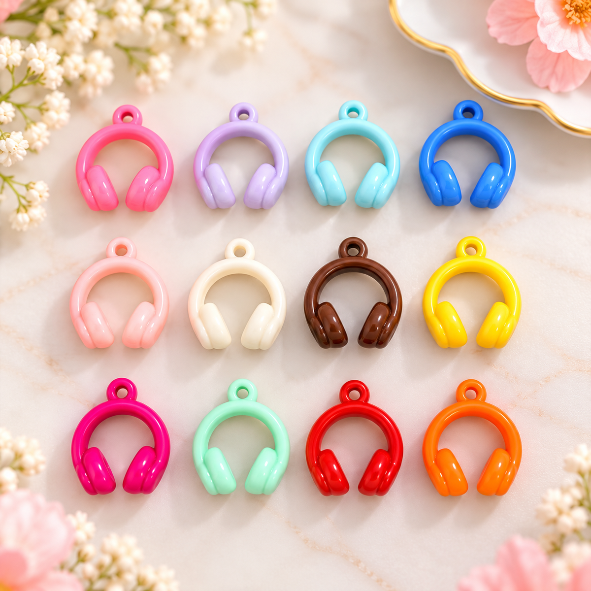 Multicolor Acrylic Head Phone (Pack of 10 pcs)