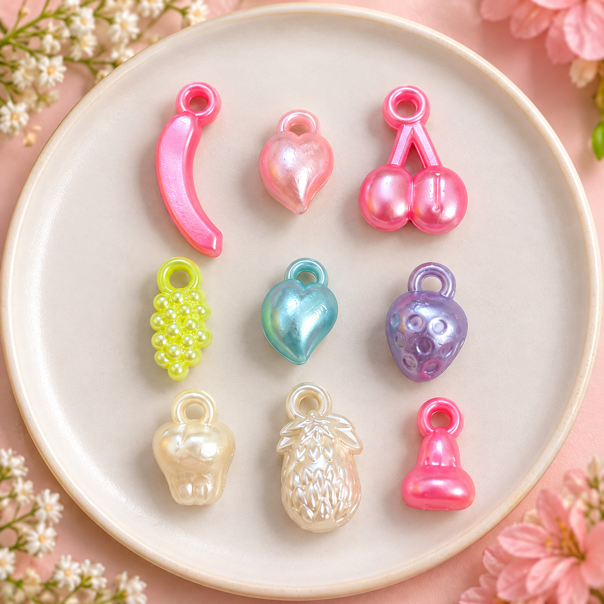 Multicolor Acrylic Fruits Beads (Pack of 10 gms)