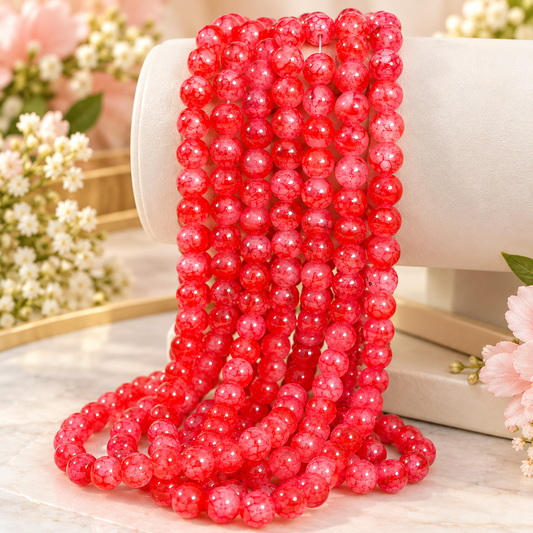Printed Beads 8mm - Orange