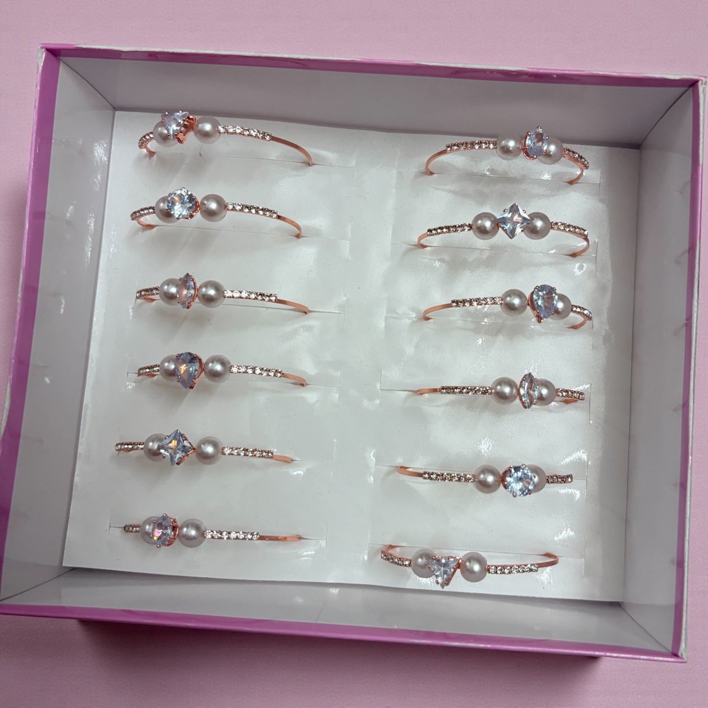 Kids Korean Stone with Pearl Fancy Bracelet - (Pack of 12 Pcs)