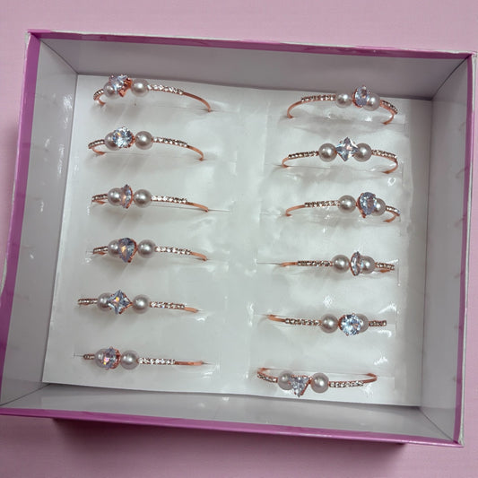 Kids Korean Stone with Pearl Fancy Bracelet - (Pack of 12 Pcs)