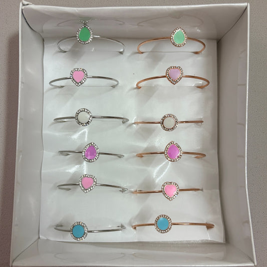 Korean Stone Fancy Bracelet Type 2 - (Pack of 12 Pcs)